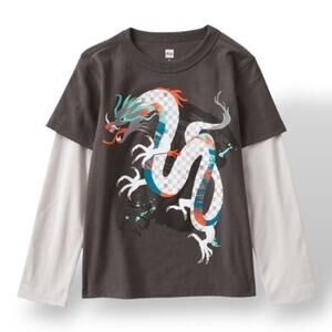 Tea Collection Dragon Layered Graphic Tee | Size 2 | Soft Cotton Long Sleeve NWT